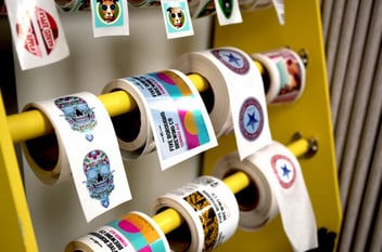 Images of labels printed by the LP-1, showcasing the high-quality output produced by the LP-1