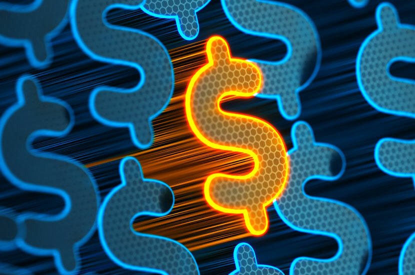 Image of a yellow dollar sign, representing the cost of a digital label press.