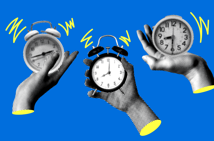 Image of hands holding ringing alarms, representing the last minute scramble for quick label printing